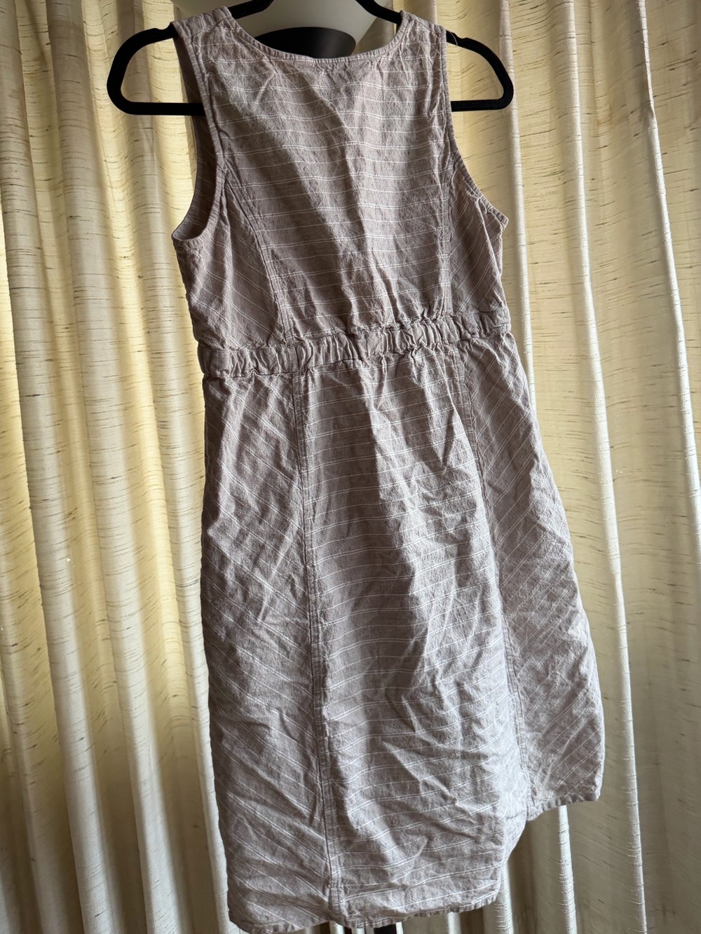 Linen-Blend Wrap Dress — Taupe Stripe - Picture 6 of 9